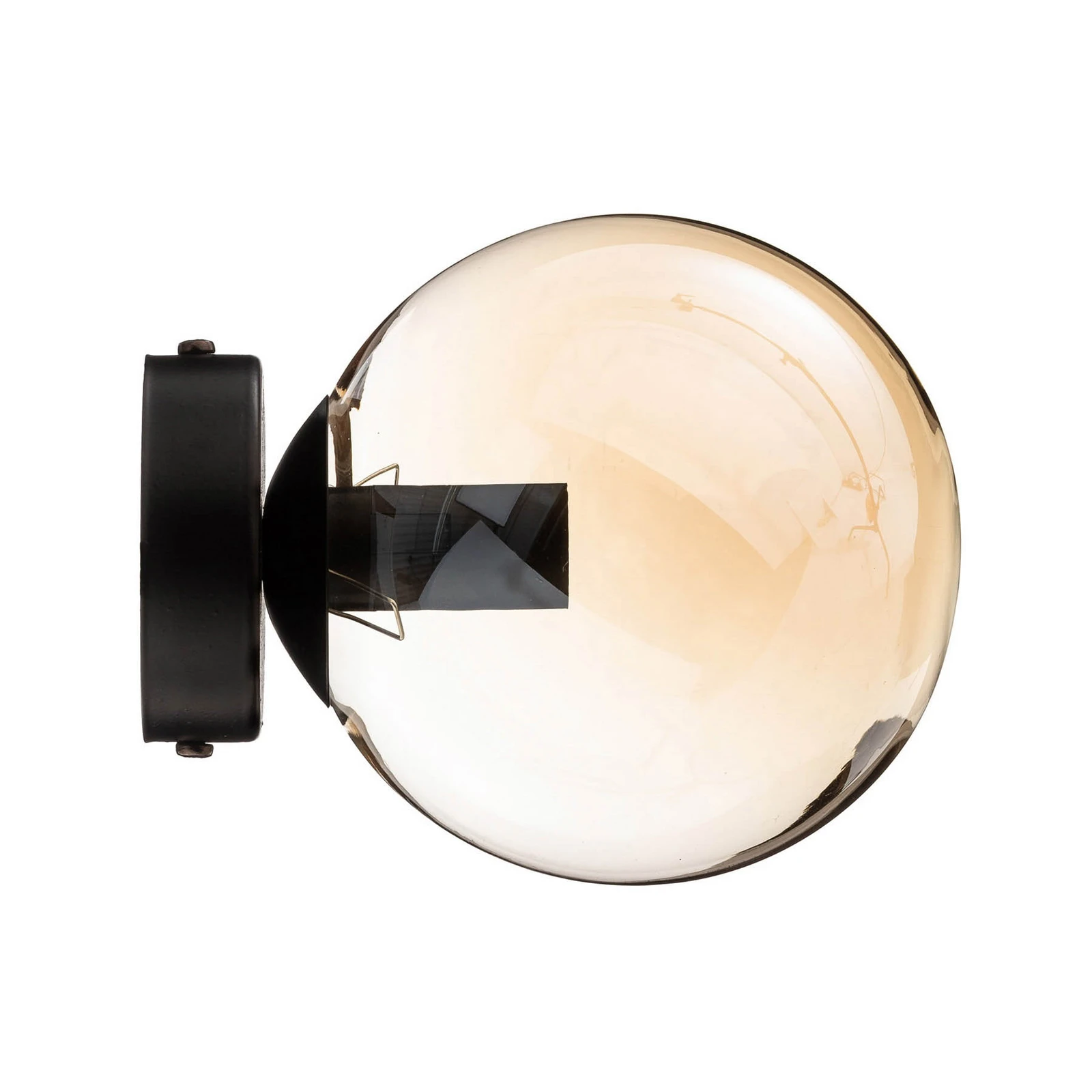 Applique Glassy, nero, ambra, vetro, E14, Ø 14 cm