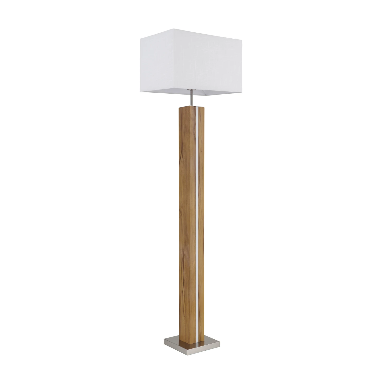 Lampadar Forest, lemn/bej, material textil, E27 + LED, dimabil
