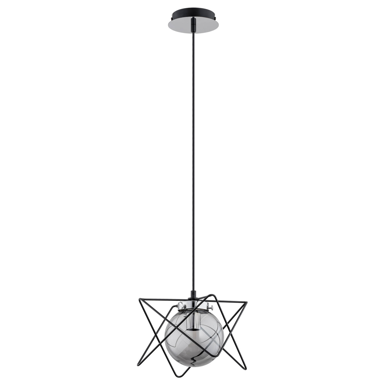 Suspension Sagard, une lampe, argentée/noire