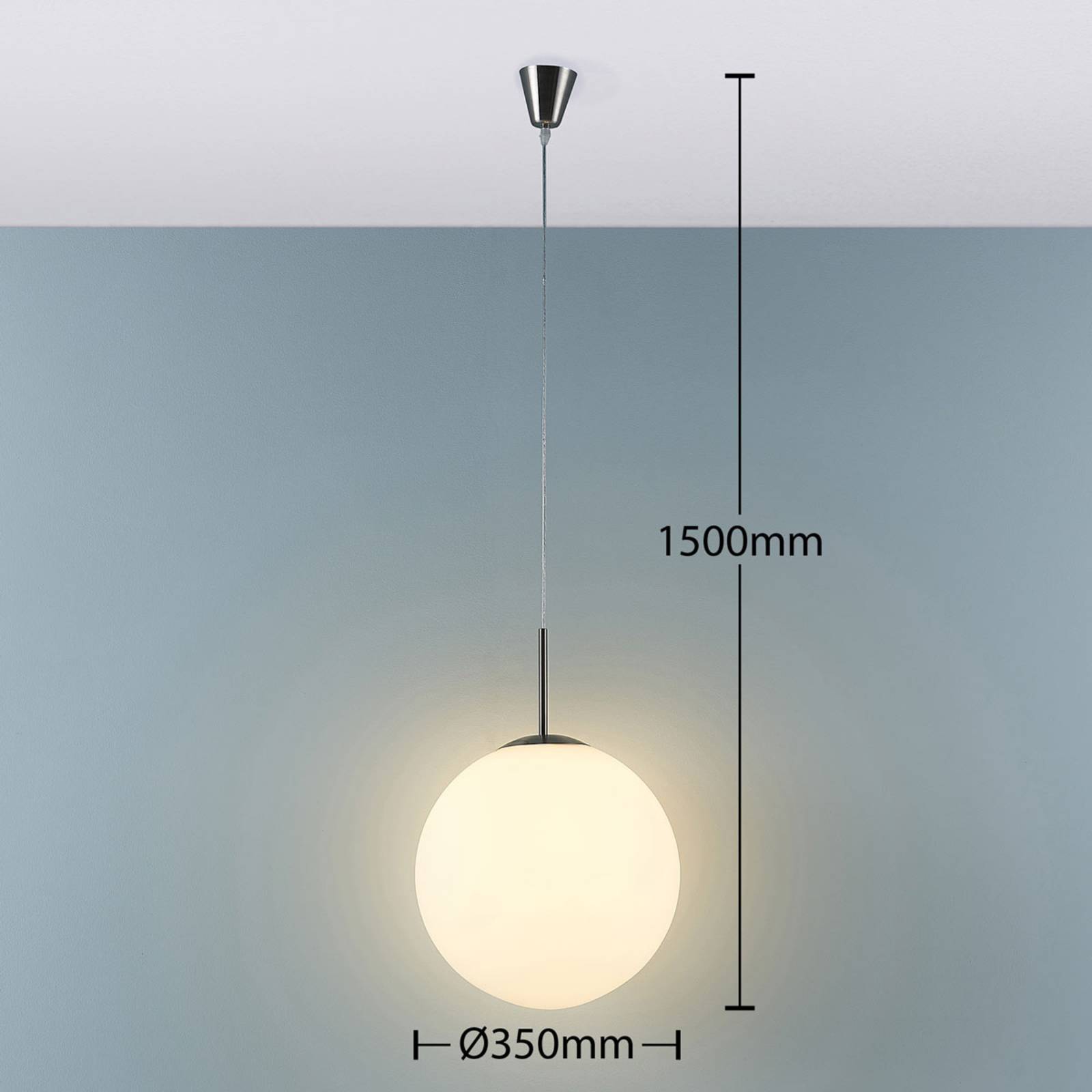 Kulista lampa wisząca Marike opalowe szkło, 35 cm