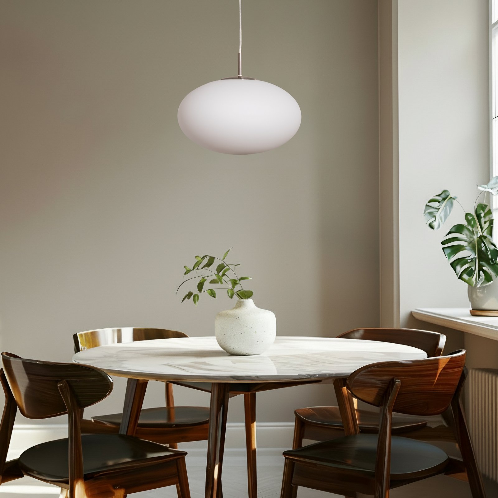 Lindby Hängeleuchte Sonika, Ø 40 cm, nickelfarben, Glas, E27