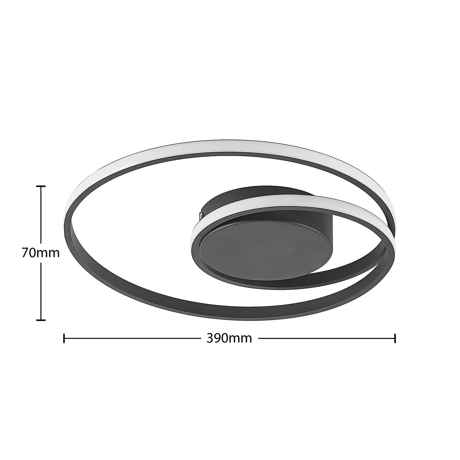 Lindby LED φωτιστικό οροφής Youna, μαύρο, αλουμίνιο, 39 cm, dimmable