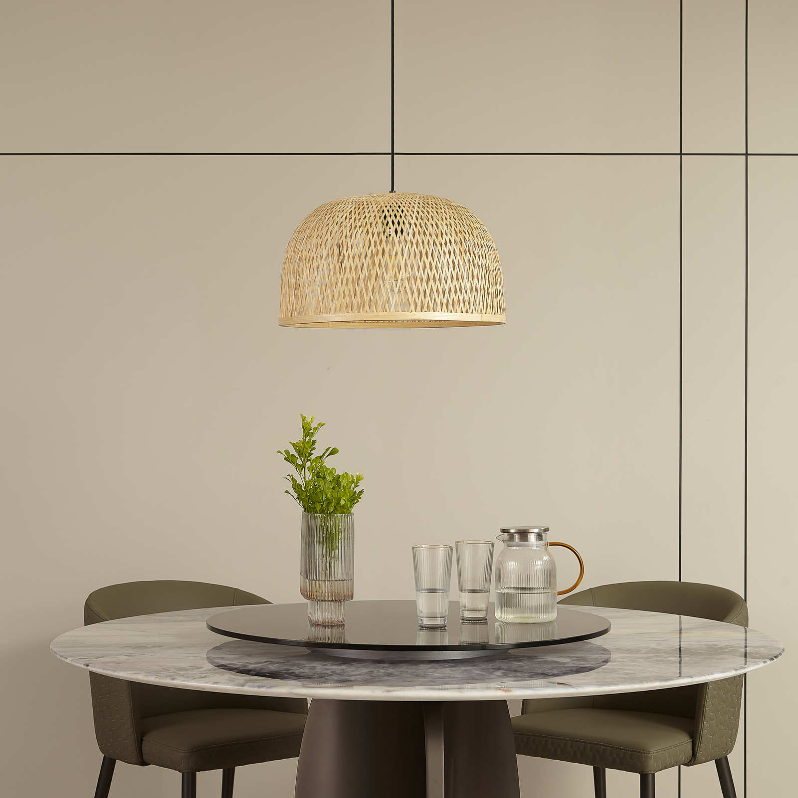 Lampa suspendată Dabila Ø45 Bamboo - Lindby Lampa suspendată Dabila Ø45 Bamboo - Lindby