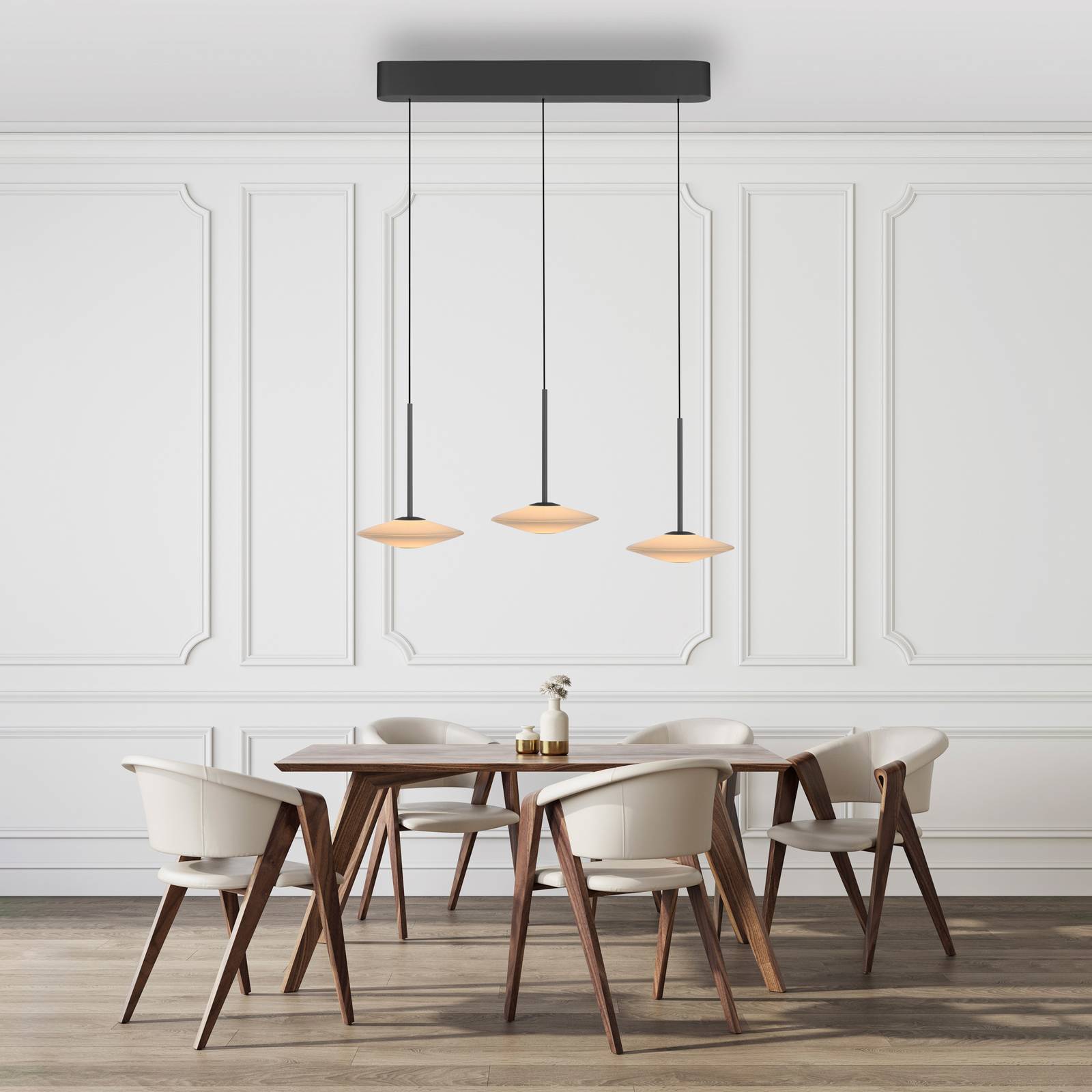 Paul Neuhaus LED-Pendelleuchte Elipsa, 3-flg., weiß/schwarz günstig online kaufen