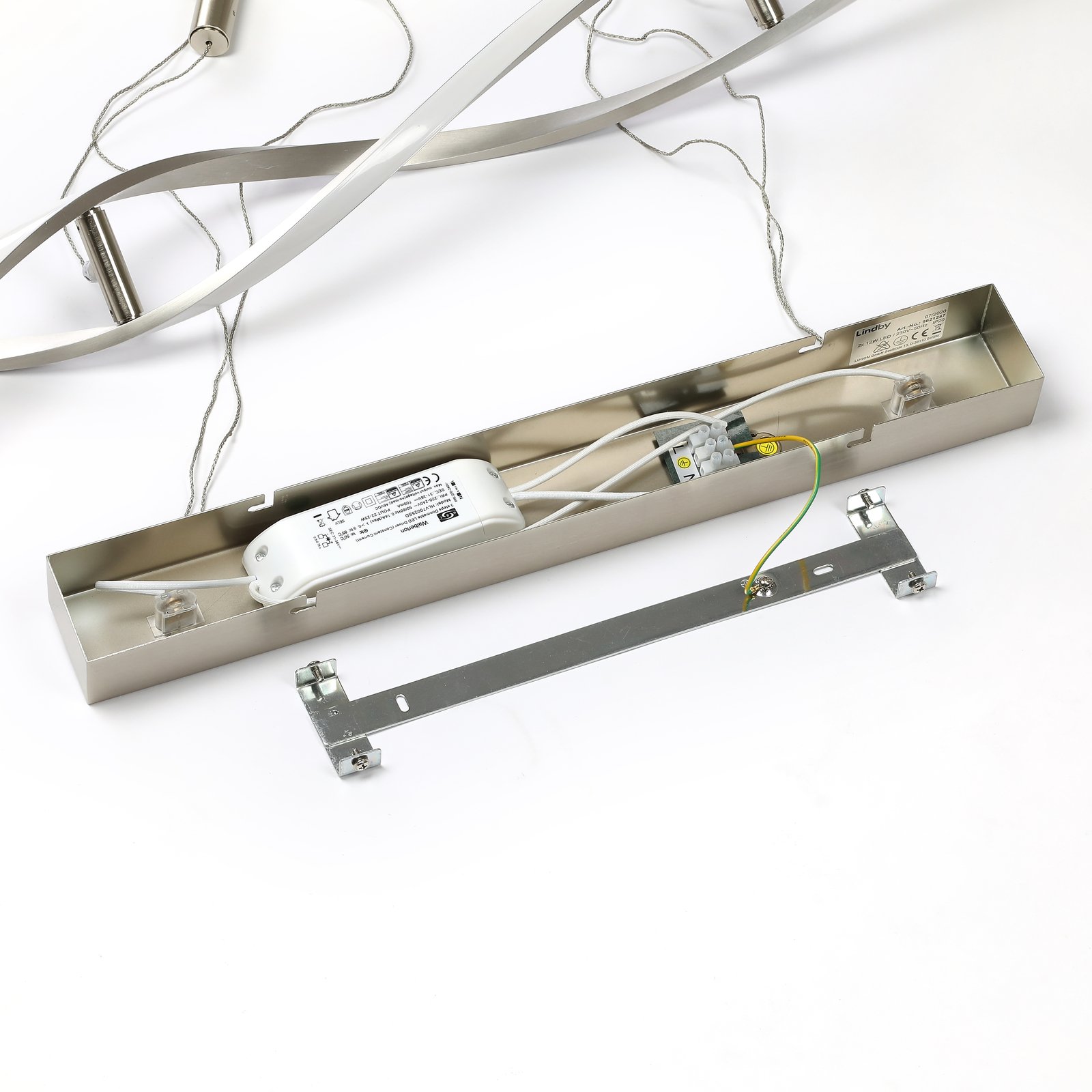 Auron Pendant Nickel/White - Lindby