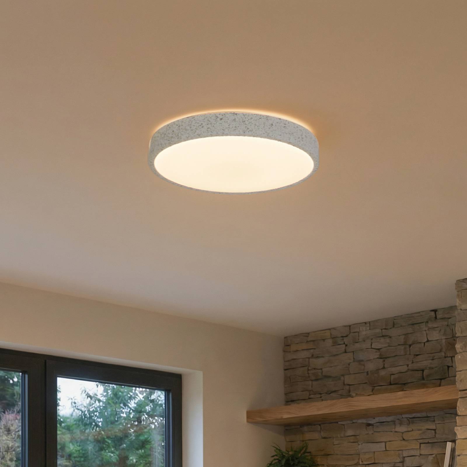 Lindby Smart Plafonnier LED Elmor Ø39cm gris RVB CCT Tuya