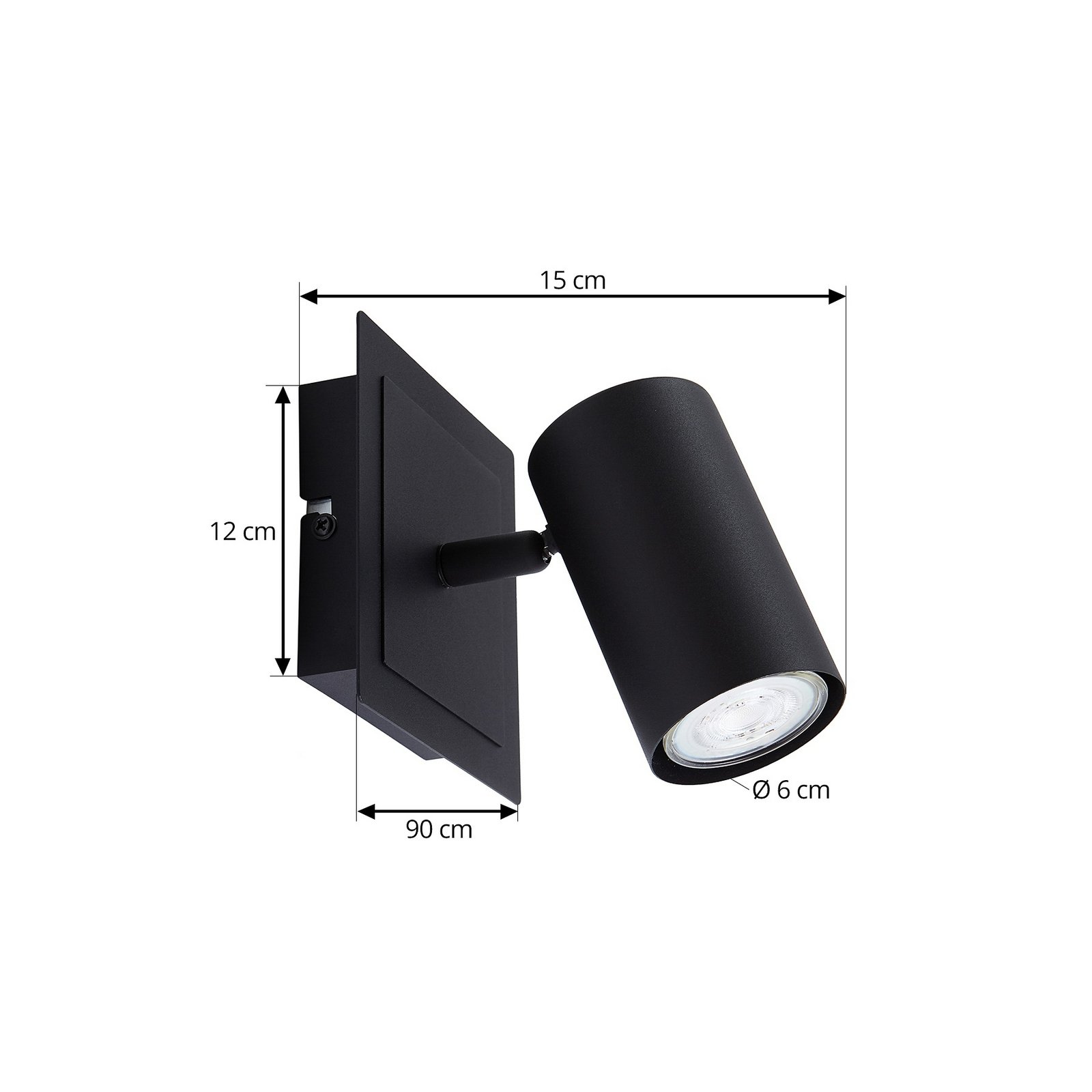 Lindby spot pour plafond Joffrey, 13cm, noir, à 1 lampe, métal