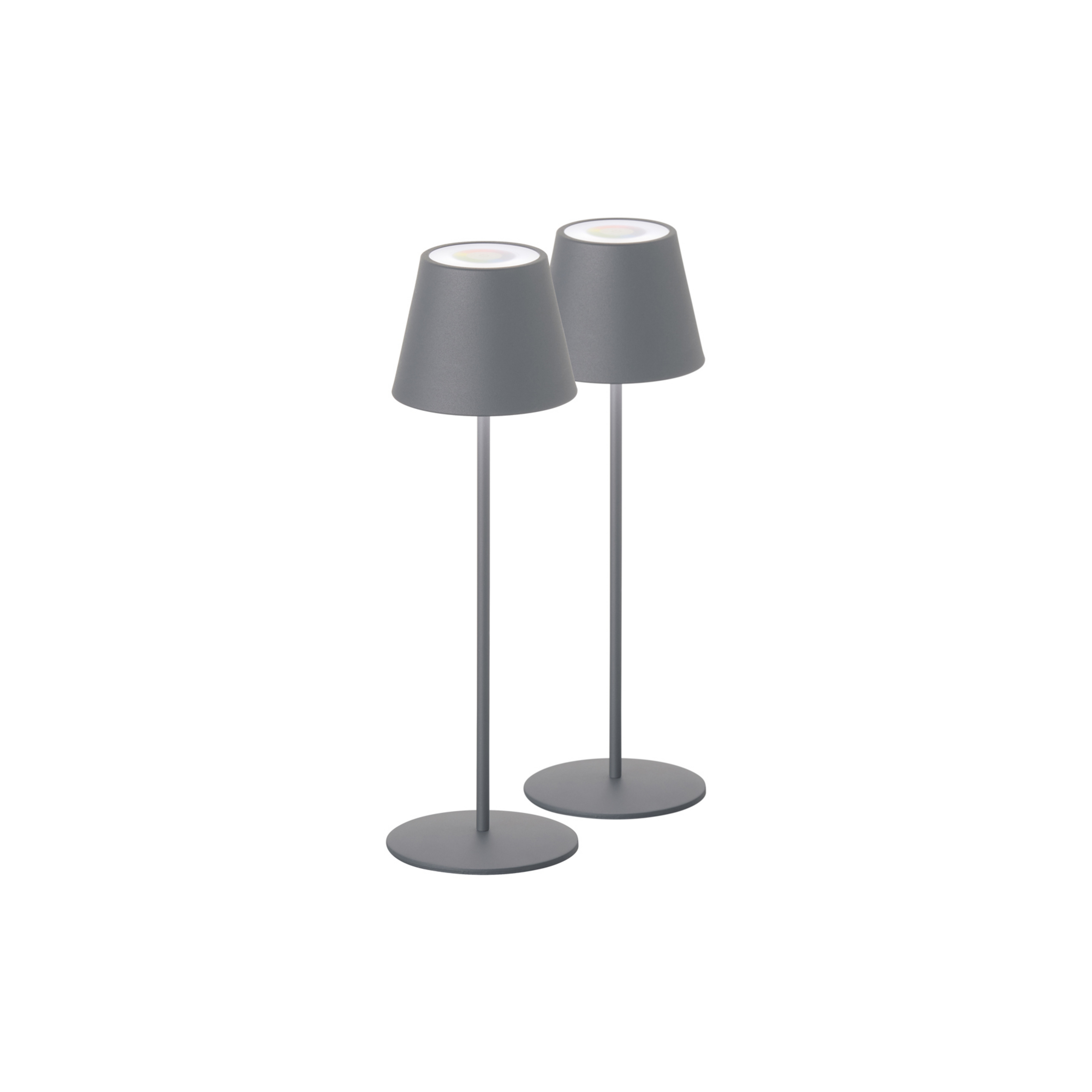 Candeeiro de mesa recarregável LED Cosenza 2pcs cinzento areia altura 38cm