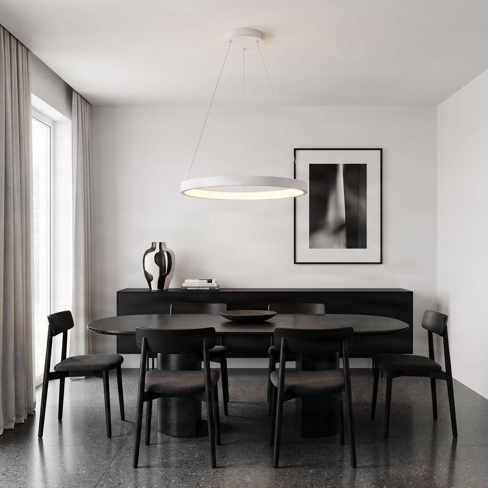 Żyrandol LED Arcchio Albiona, biały, 1 pierścień, Ø 60 cm