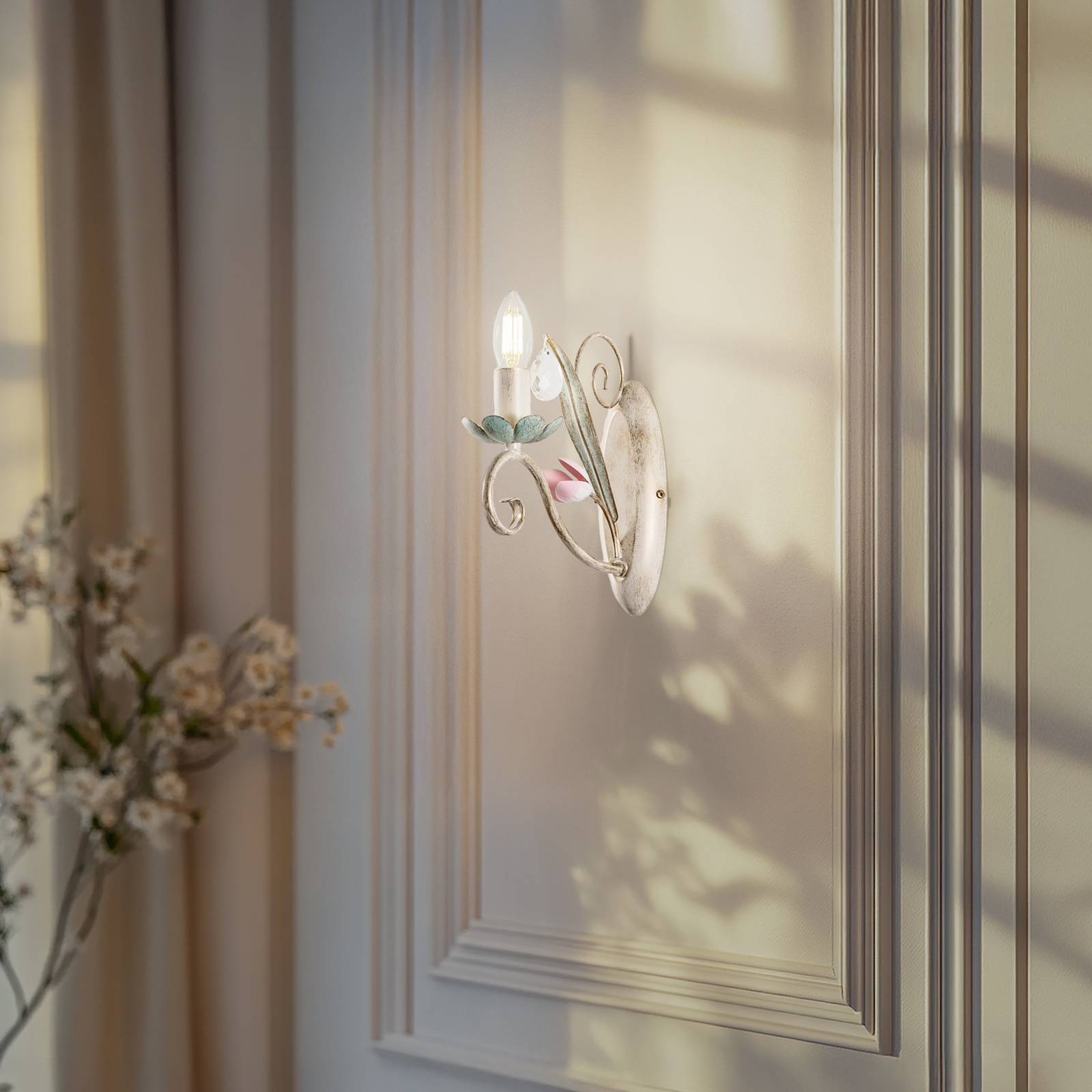 Wandleuchte Florina mit floralem Dekor, einflammig günstig online kaufen