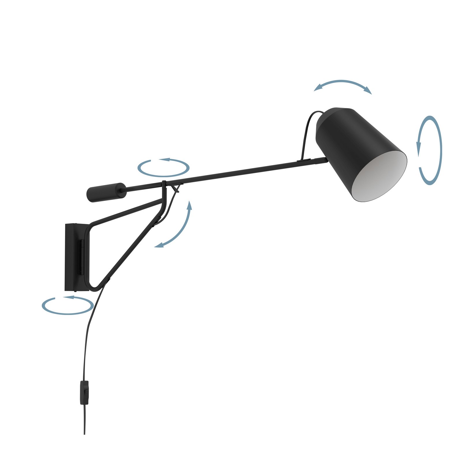 Wandlamp Loreto 1 met lange arm en stekker