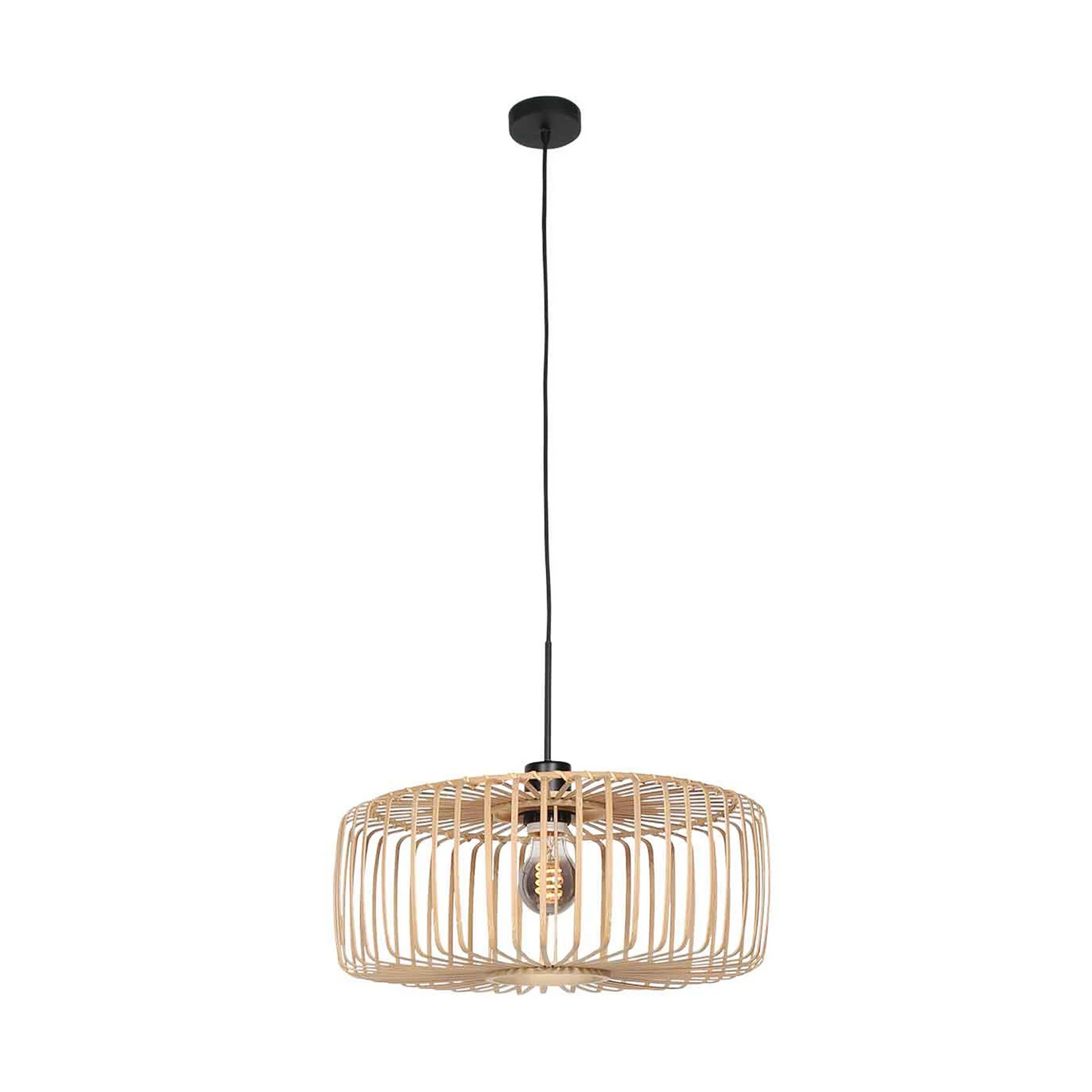 Závesné svietidlo Sparkled Light, čierna/prírodný bambus, Ø 60 cm