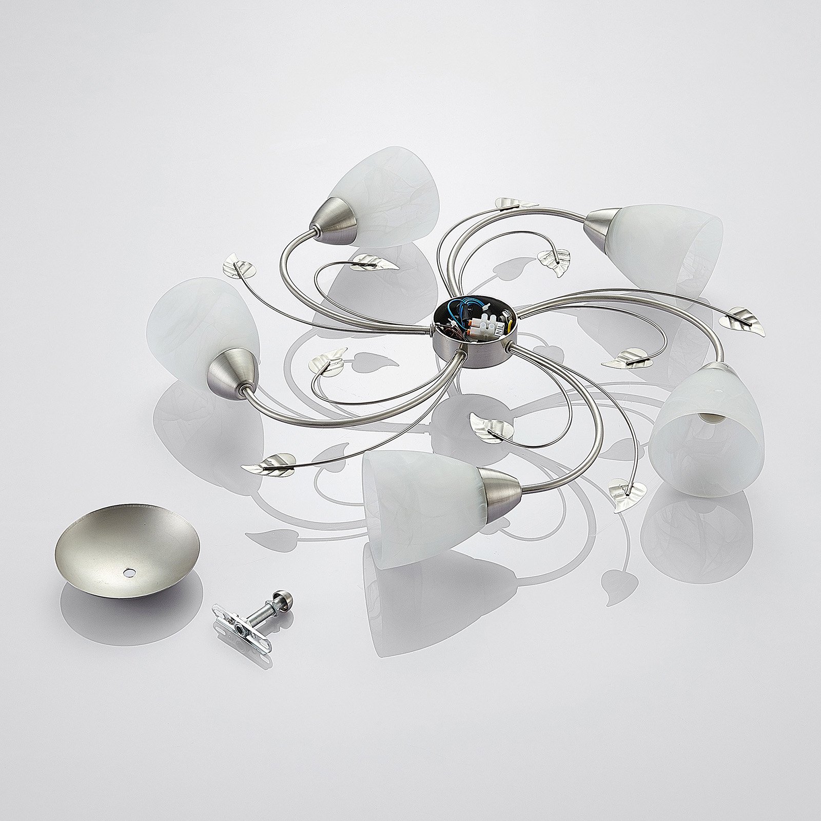 Yannie 5 Lampa Sufitowa Nickel/Opal - Lindby