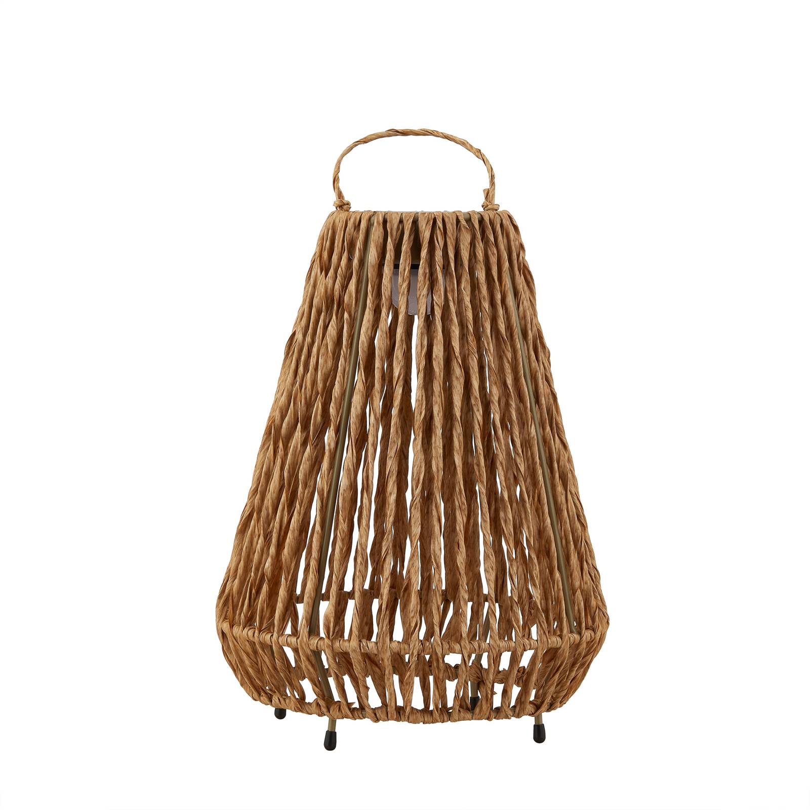 Lindby LED-Solarleuchte Amaria, Rattan, hell, Ø 27 cm