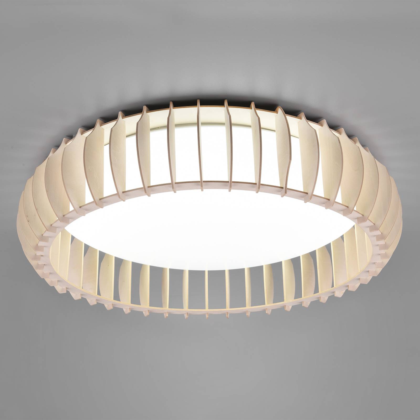 Lampa sufitowa LED Monte, CCT, Ø60cm, drewno jasne