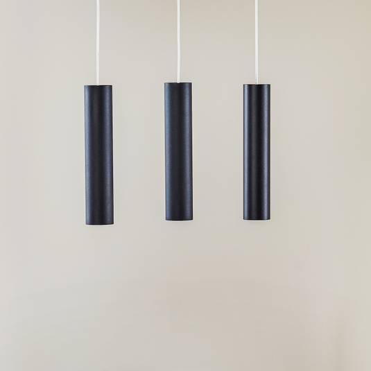Tube hanging light, black, 3bulb Lights.co.uk