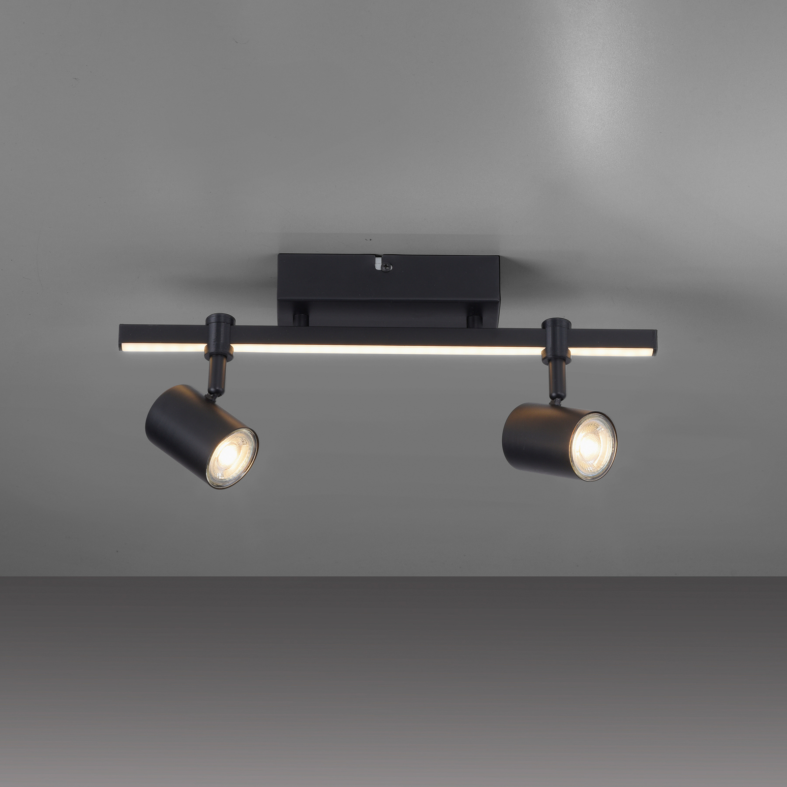 Spot pour plafond LED Barik, noir, à deux lampes
