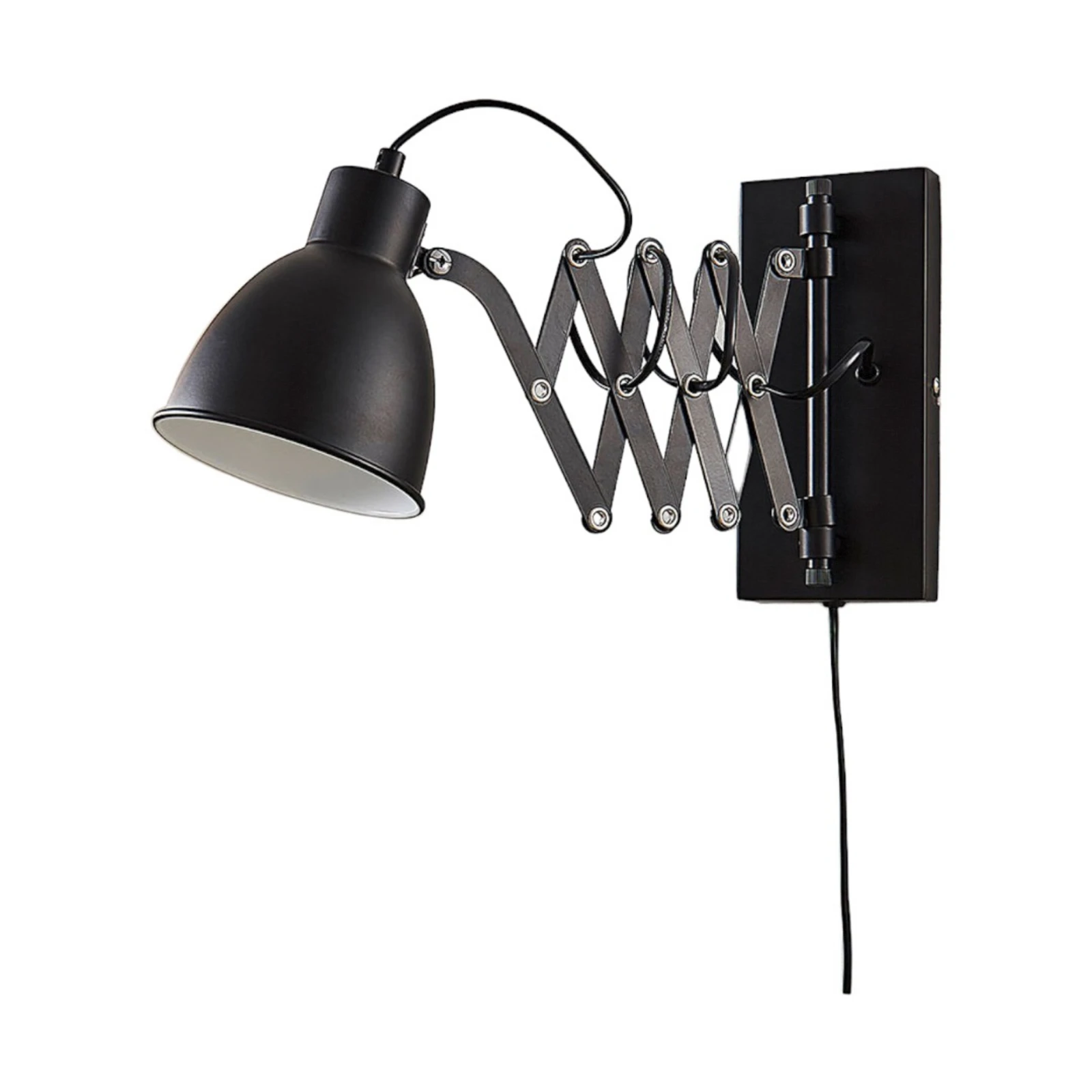 Lindby Aplică de perete Merle, negru, 60cm, lampă de citit, extensibilă