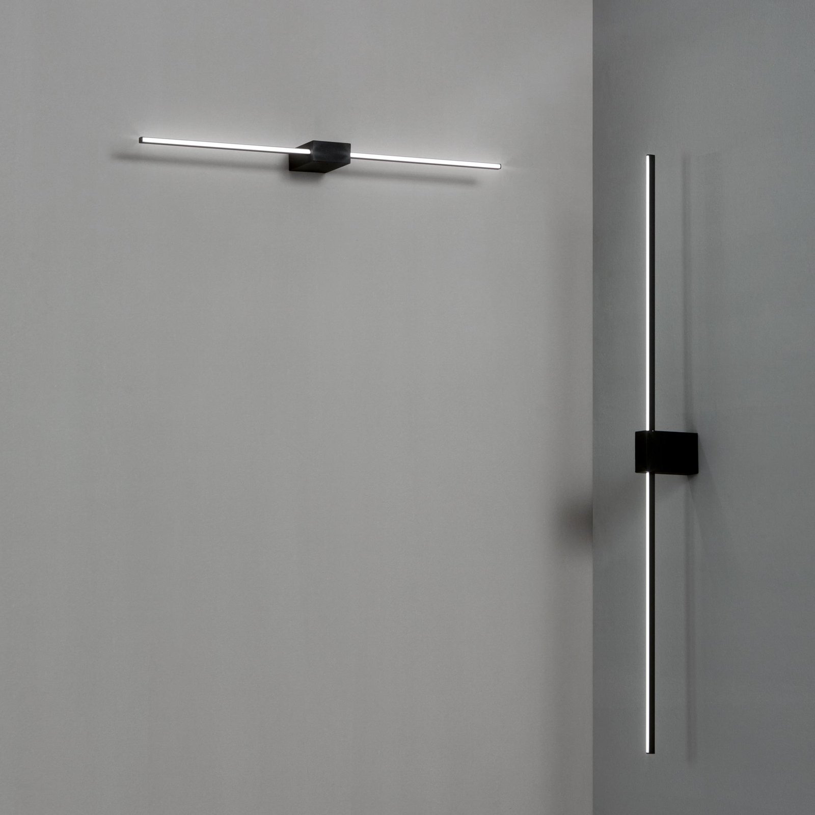 Ideal Lux aplique de pared LED Theo negro ancho 115 cm aluminio