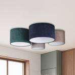 Plafondlamp Boucle 4-lamps blauw/groen/cappuccino