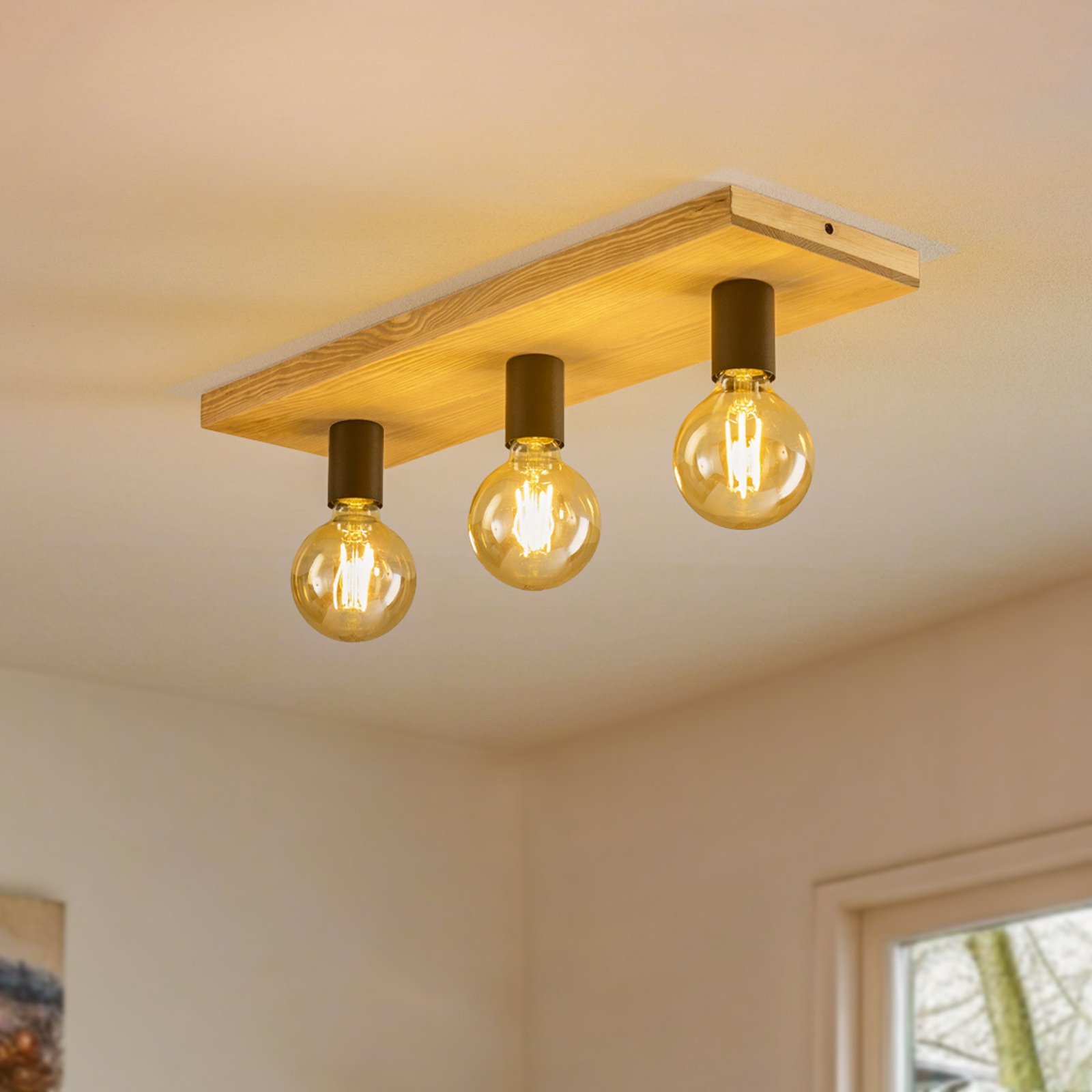 Envostar Lobo ceiling lamp 3-bulb pine brown
