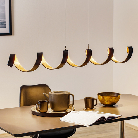 Lámpara colgante LED Helix, negro-oro