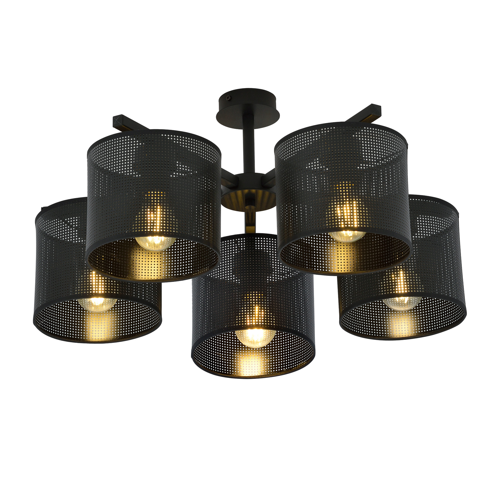 Plafondlamp Jordan, zwart, 5-lamps