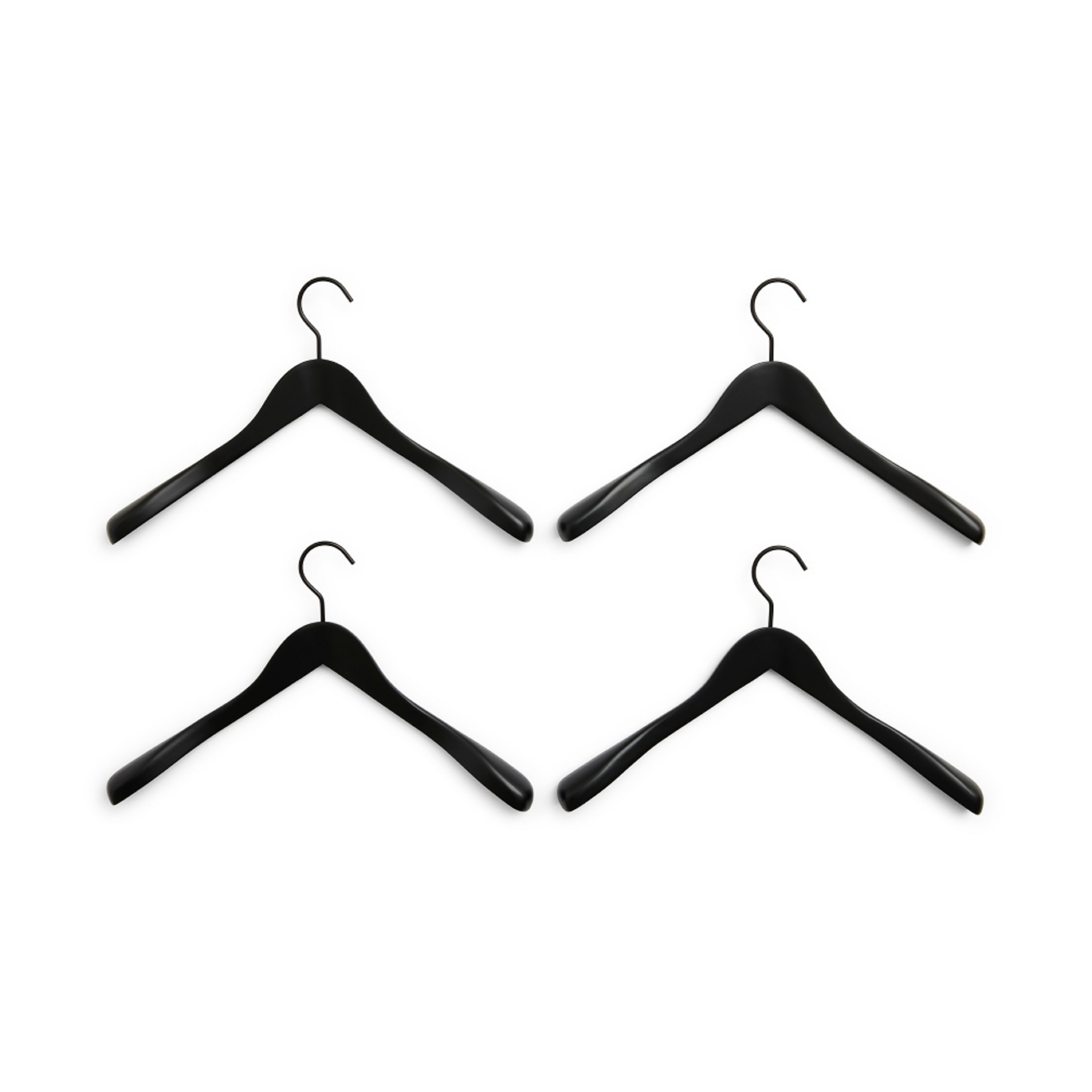 Cintres Smooth, noirs, lot de 4, en bois de hêtre - HAY