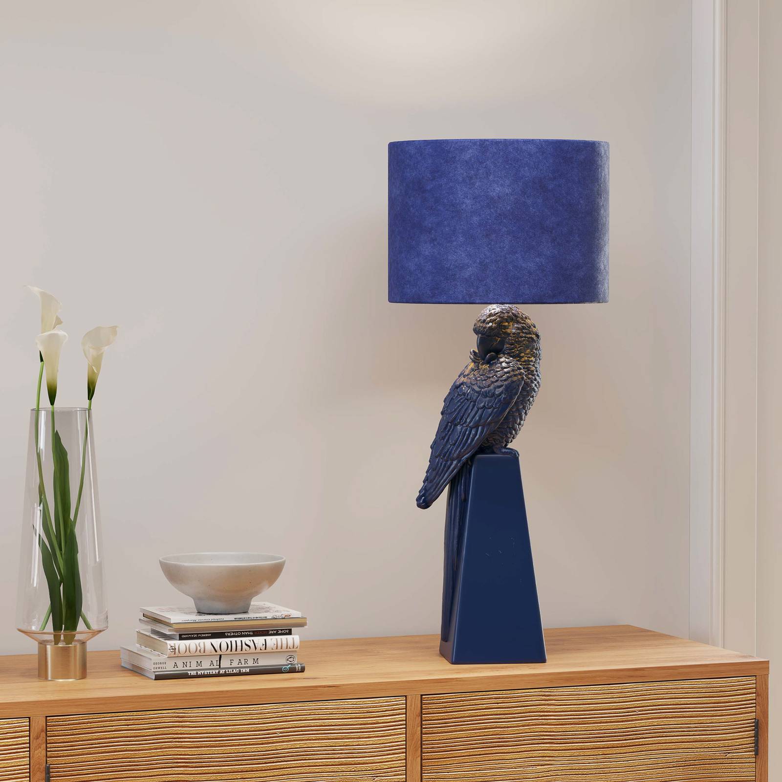 KARE Parrot bordlampe med skjerm blå