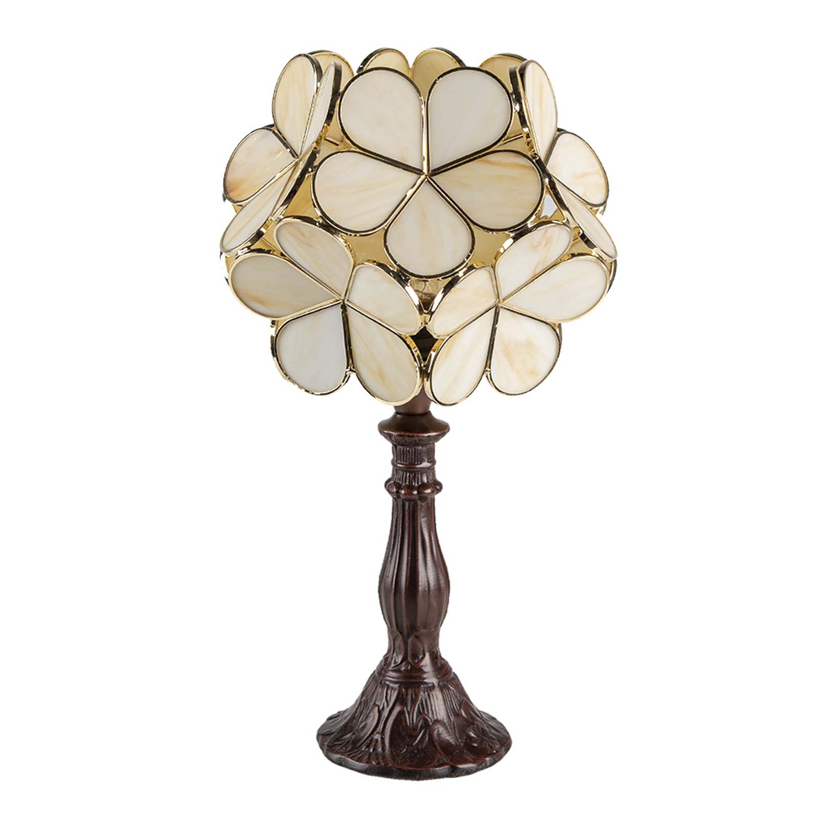 Lampada da tavolo 5LL-6095 in stile tiffany, beige