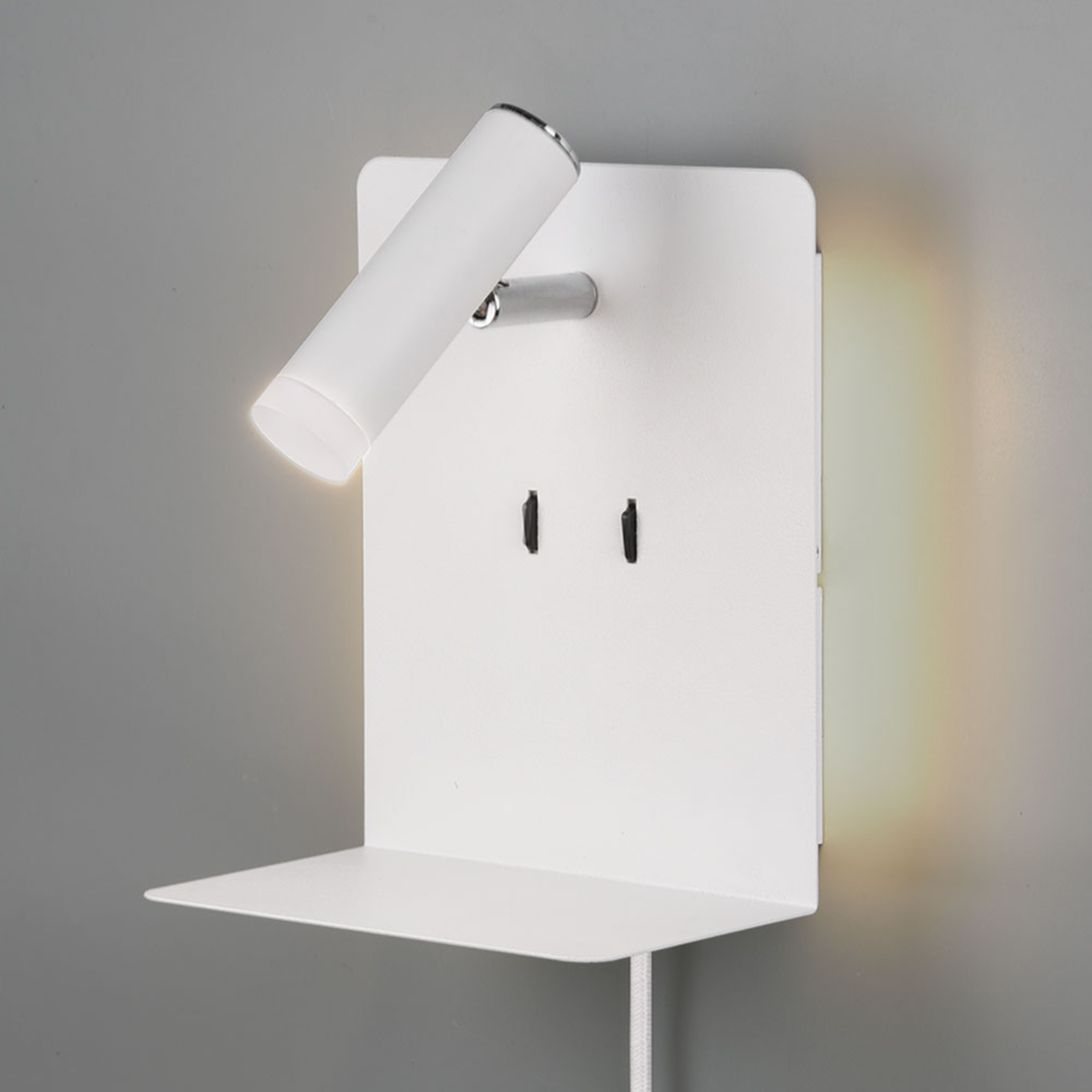 LED wall lamp Element with shelf, matt white