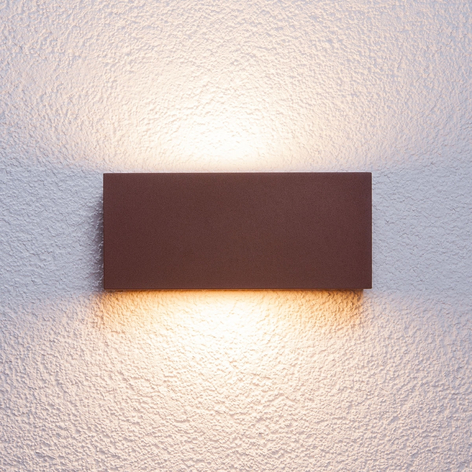 Eckige Außenwandleuchte Bente, rostfarben