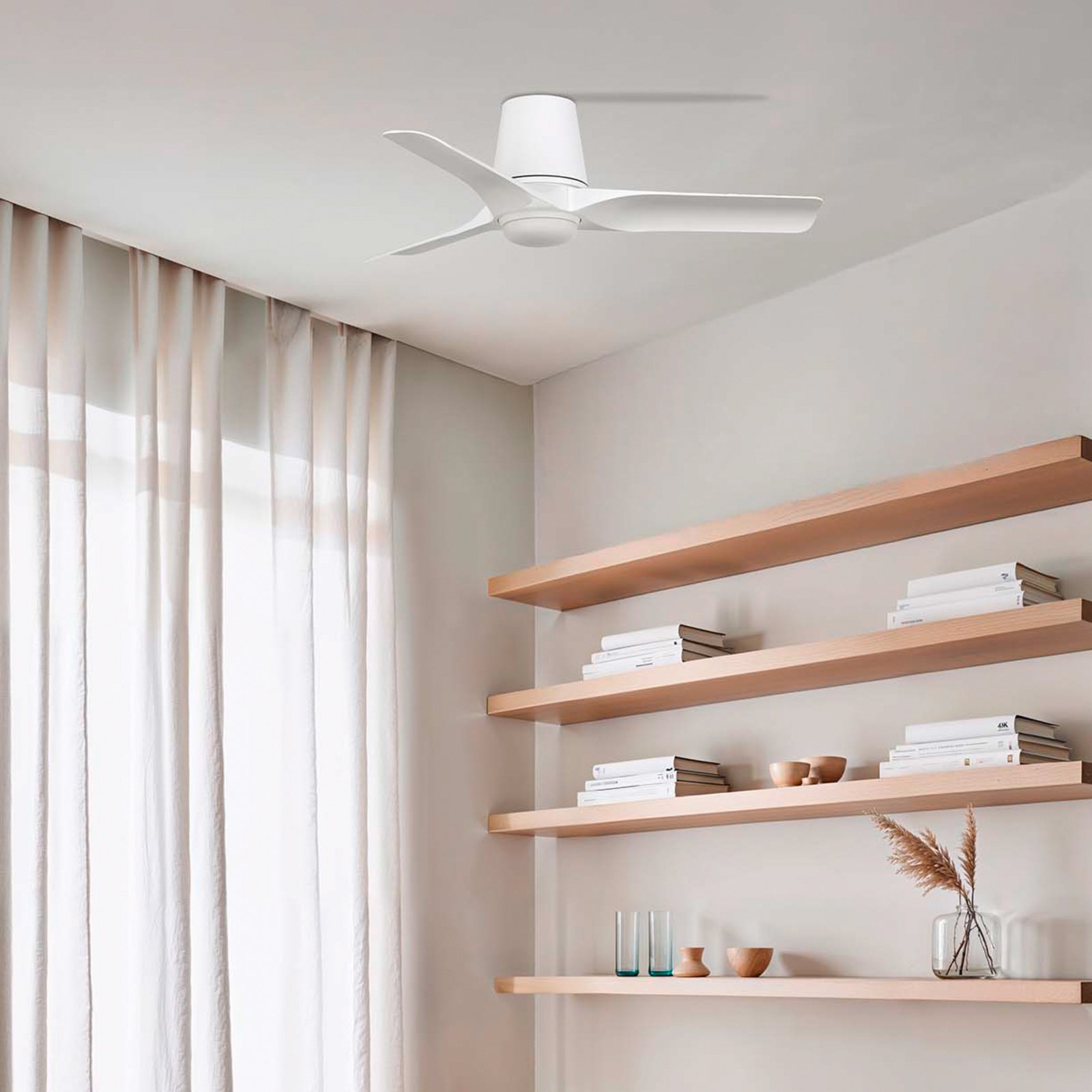 LED mennyezeti ventilátor Hey, fehér, DC, csendes, Ø 90 cm, CCT