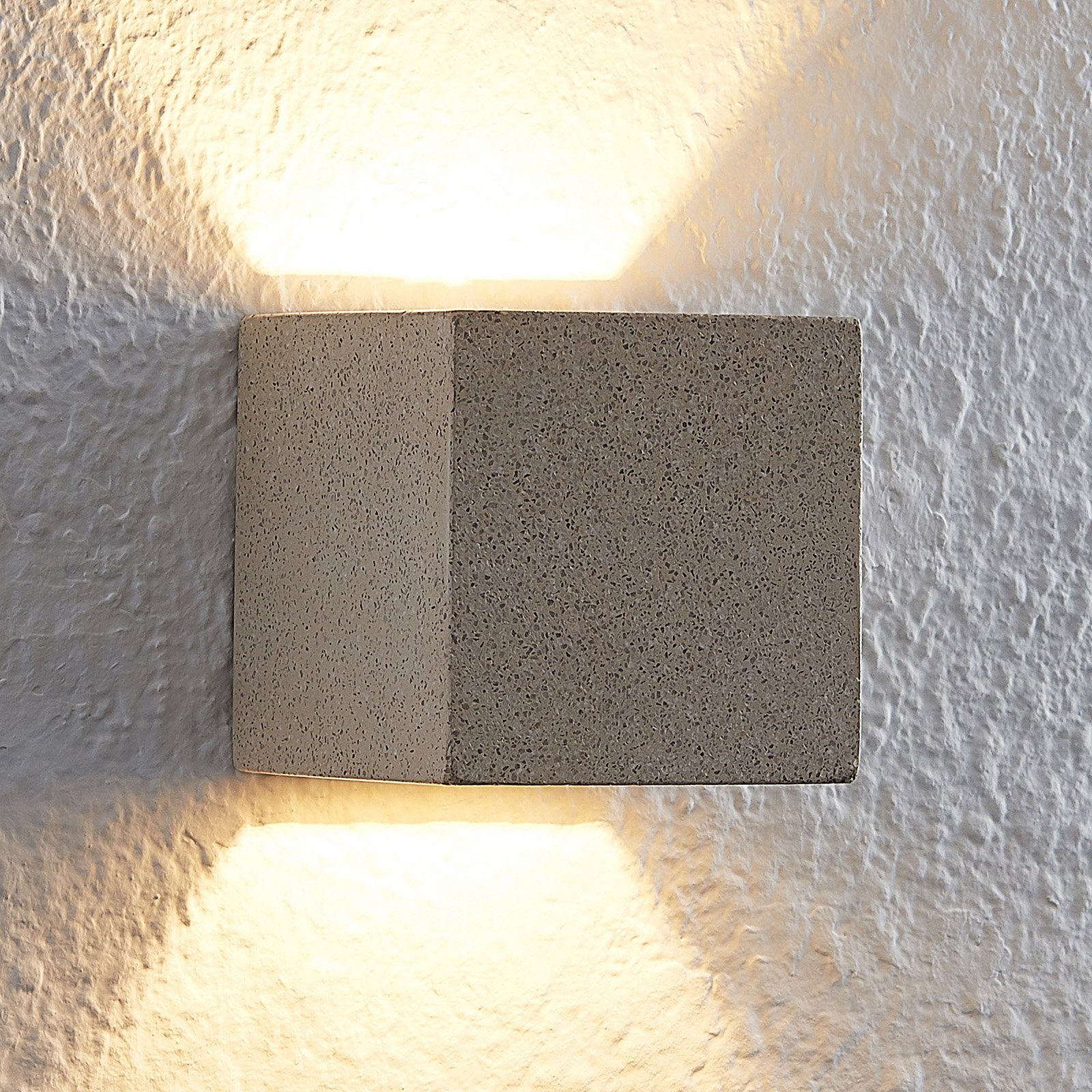 Lindby Quaso LED wall lamp, concrete beige granite, concrete, 4 W, energy efficiency: A+, W: 8 cm, H: 8 cm