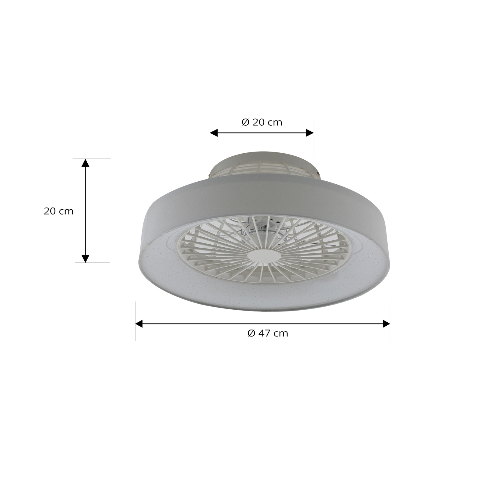 Lindby LED-Deckenventilator Mace, weiß, leise, Ø 47 cm