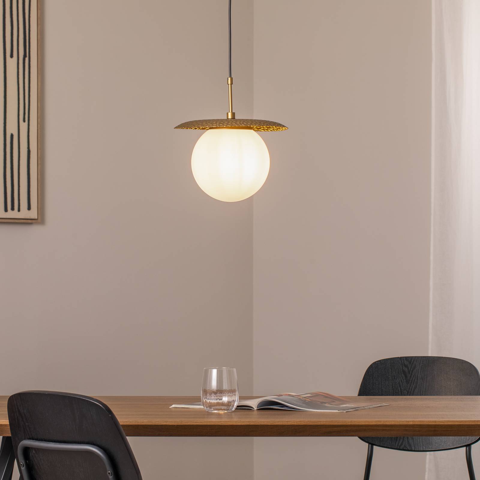 Hängeleuchte Anemon, goldfarben, Glas, Ø 30 cm, E27 günstig online kaufen