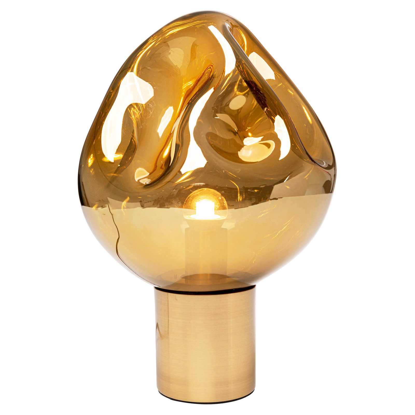 Lampa stołowa Kare Dough ze szklanym kloszem, złota