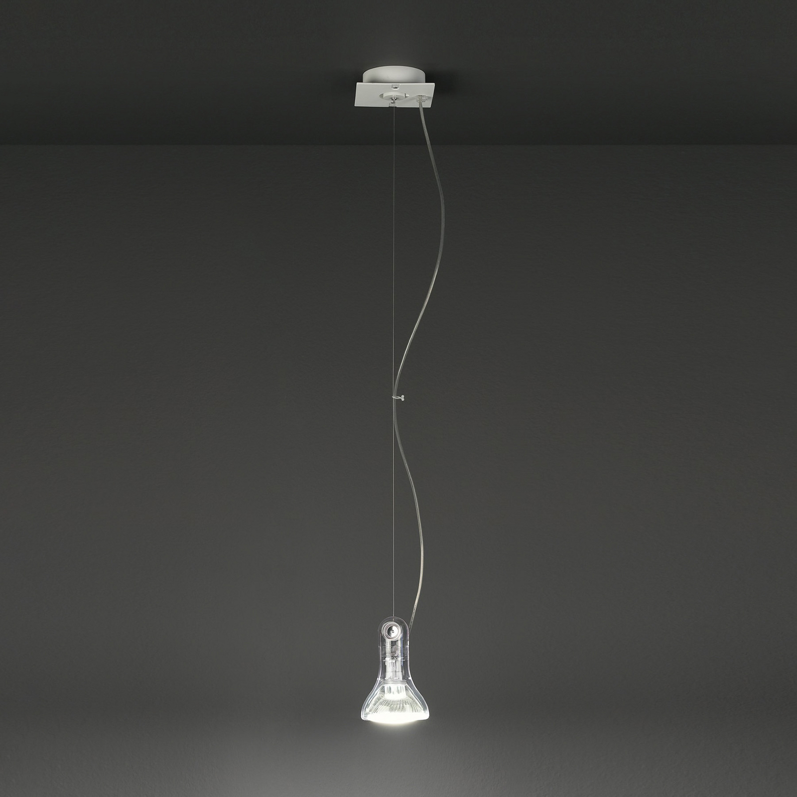 Candeeiro suspenso MARSET Atlas, 3000 K, Ø 11 cm, transparente