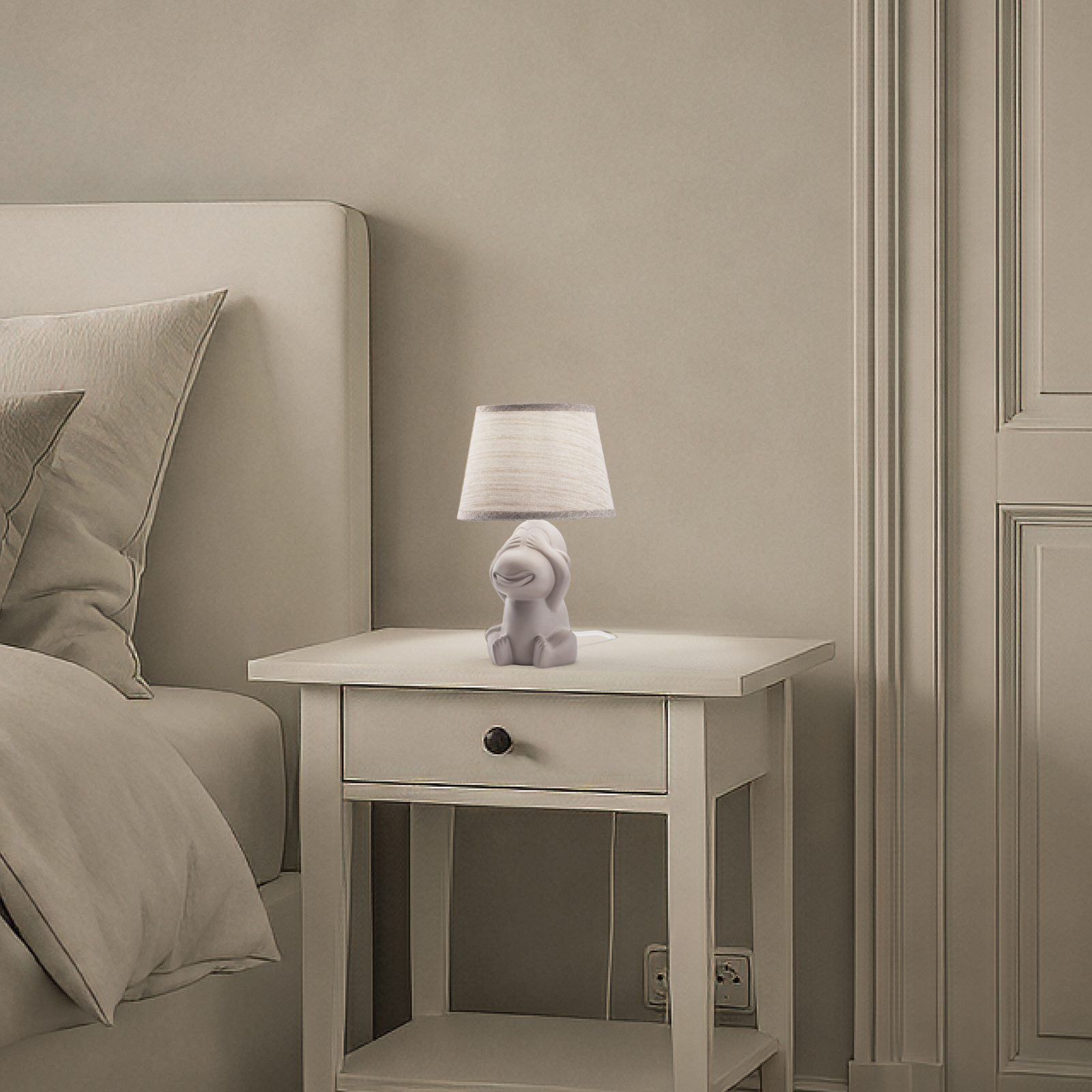 Lampa stołowa Monkey, brązowa, ceramiczna, 28 cm wysokości, E14