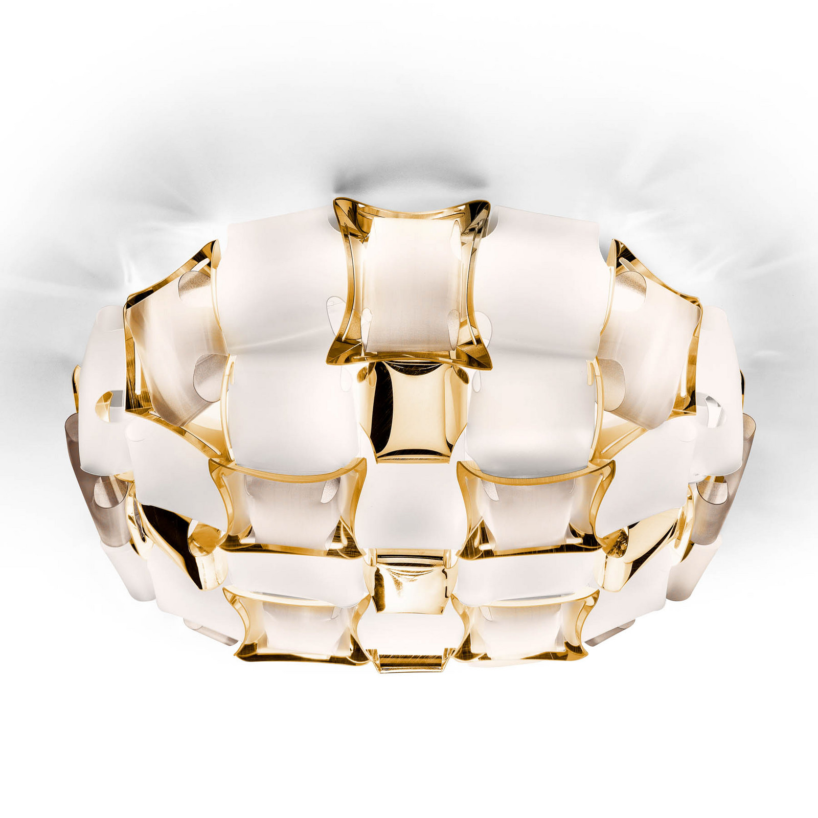 Candeeiro de teto Slamp Mida, Ø 67 cm, dourado/branco