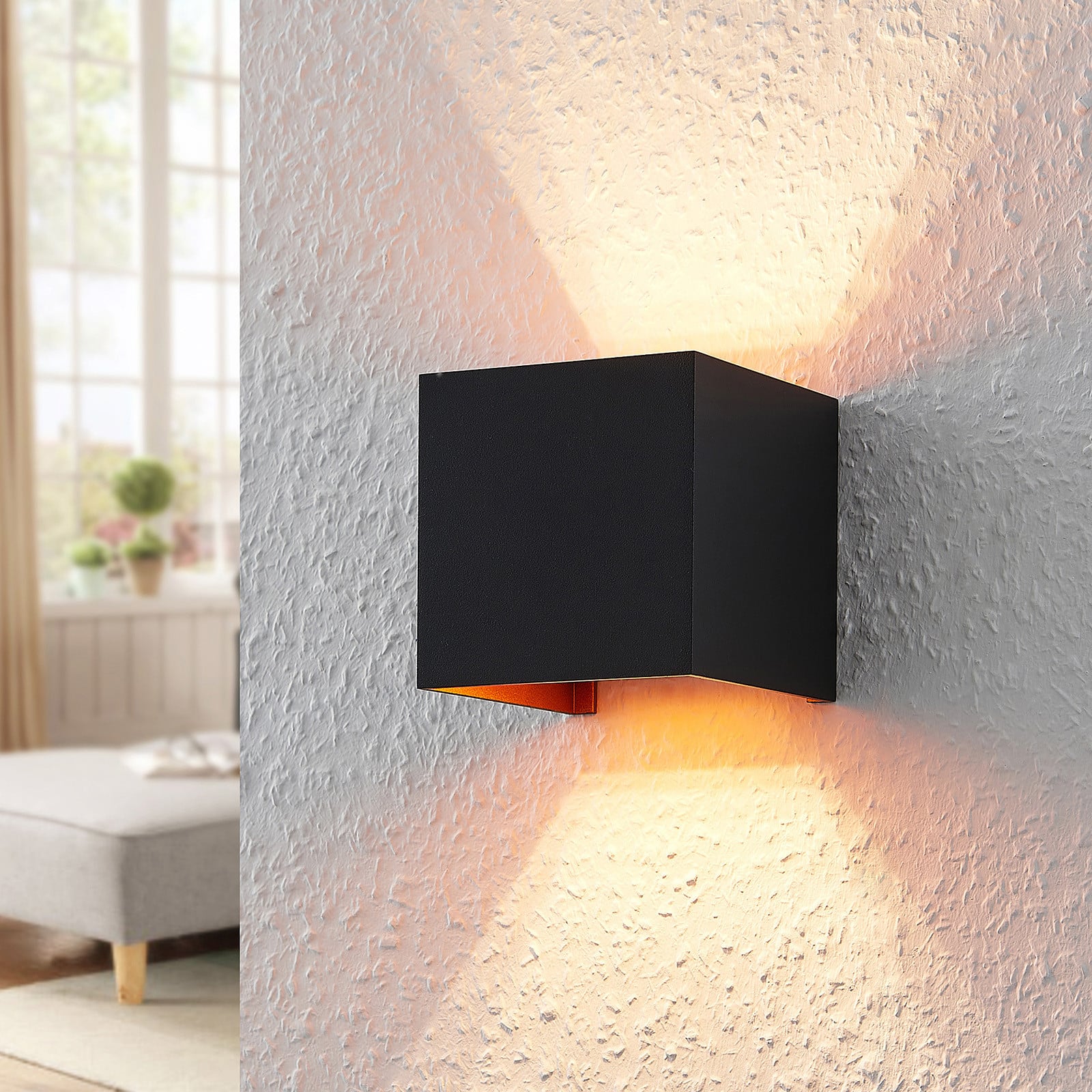 ELC Jördis lampă de perete G9 unghiulară negru - Camera de zi / sufragerie - Modern - negru mat cupru - Metal