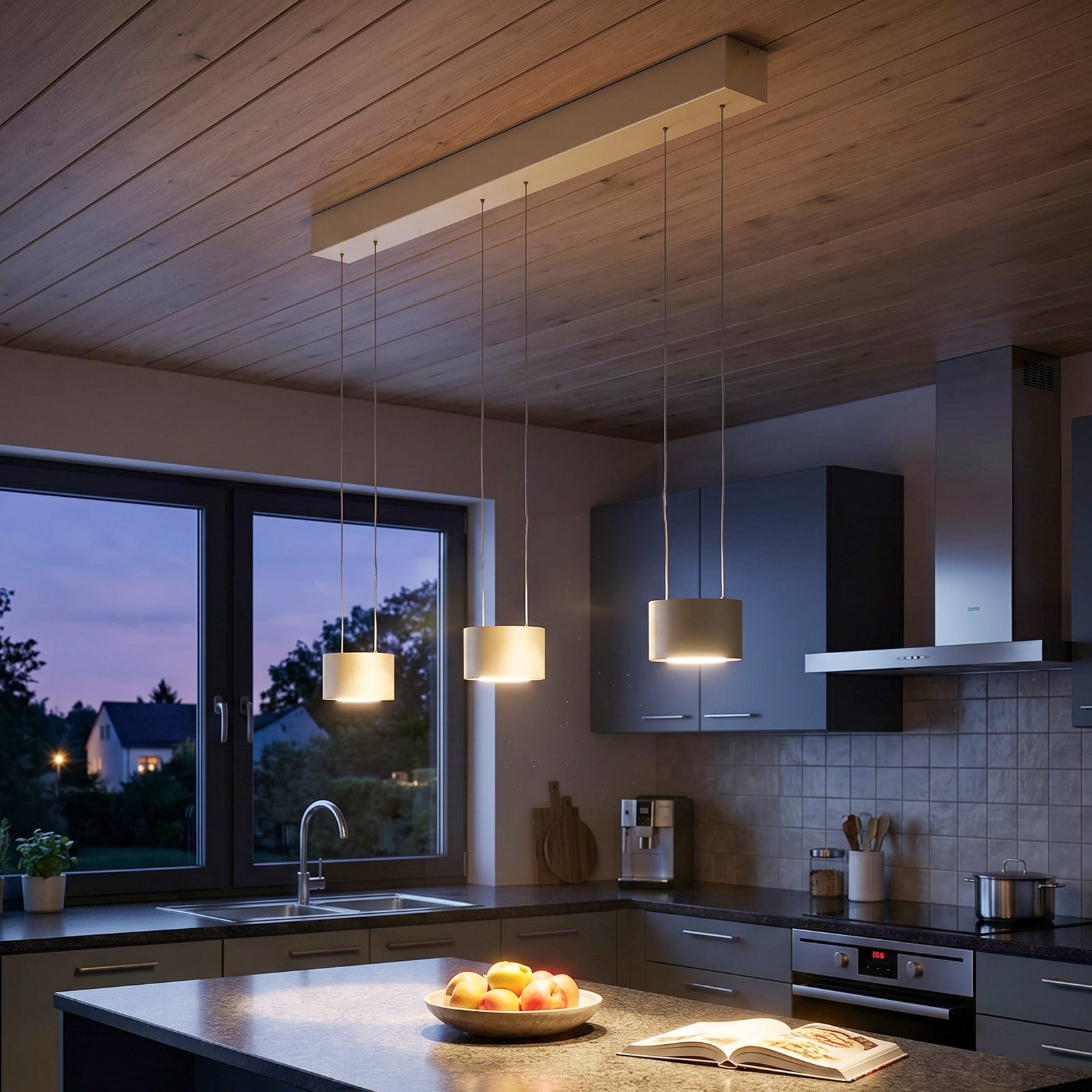 LED-Hängelampe Tarano, sandfarben, Länge 100 cm, Metall, CCT LED-Hängelampe Tarano, sandfarben, Länge 100 cm, Metall, CCT