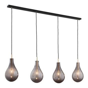 Hanglamp Oaza, 4-lamps, rookgrijs/zwart