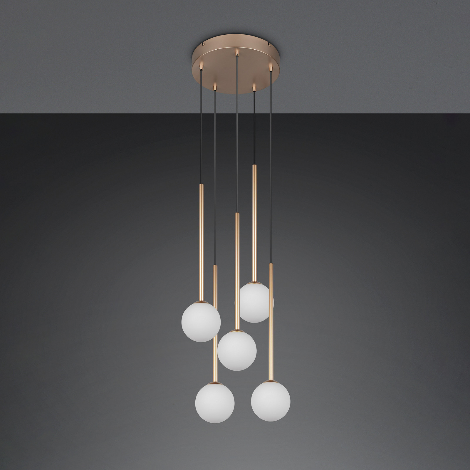 Trio Lighting Висяща лампа „Firano“, златист цвят, Ø 36 см, метал, с 5 крила.