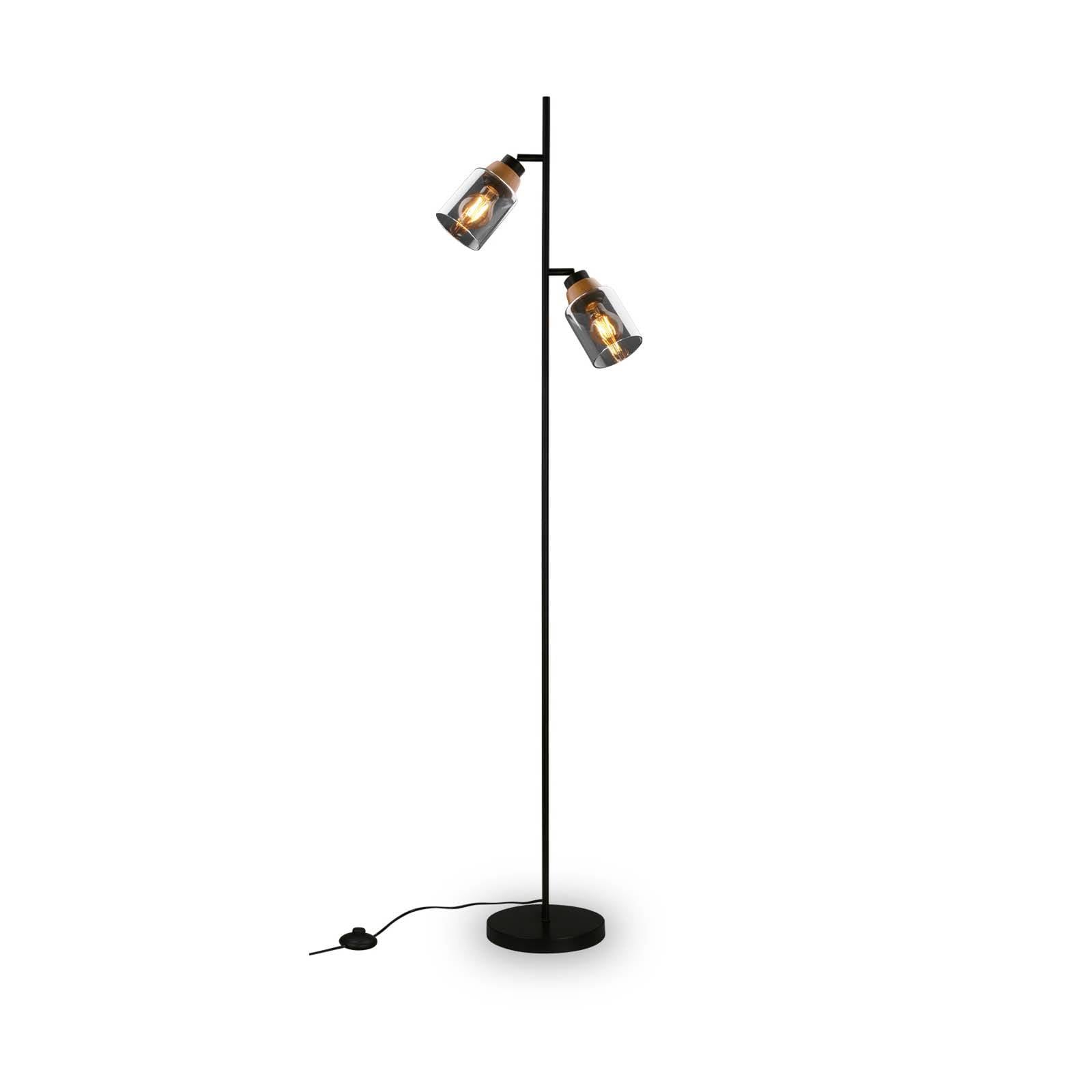 Stehlampe 1486025 zweiflammig, Schirme Rauchglas