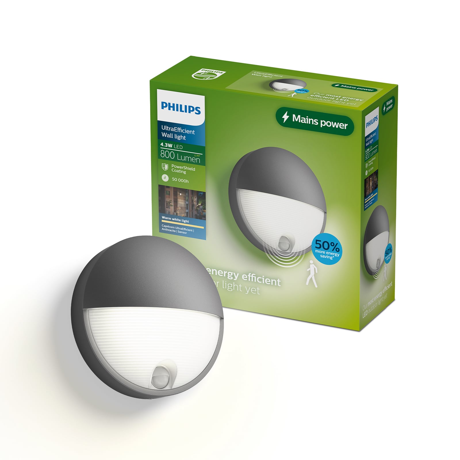 Philips Capricorn UE LED kültéri fali világítás, érzékelővel, IP44 Philips Capricorn UE LED kültéri fali világítás, érzékelővel, IP44