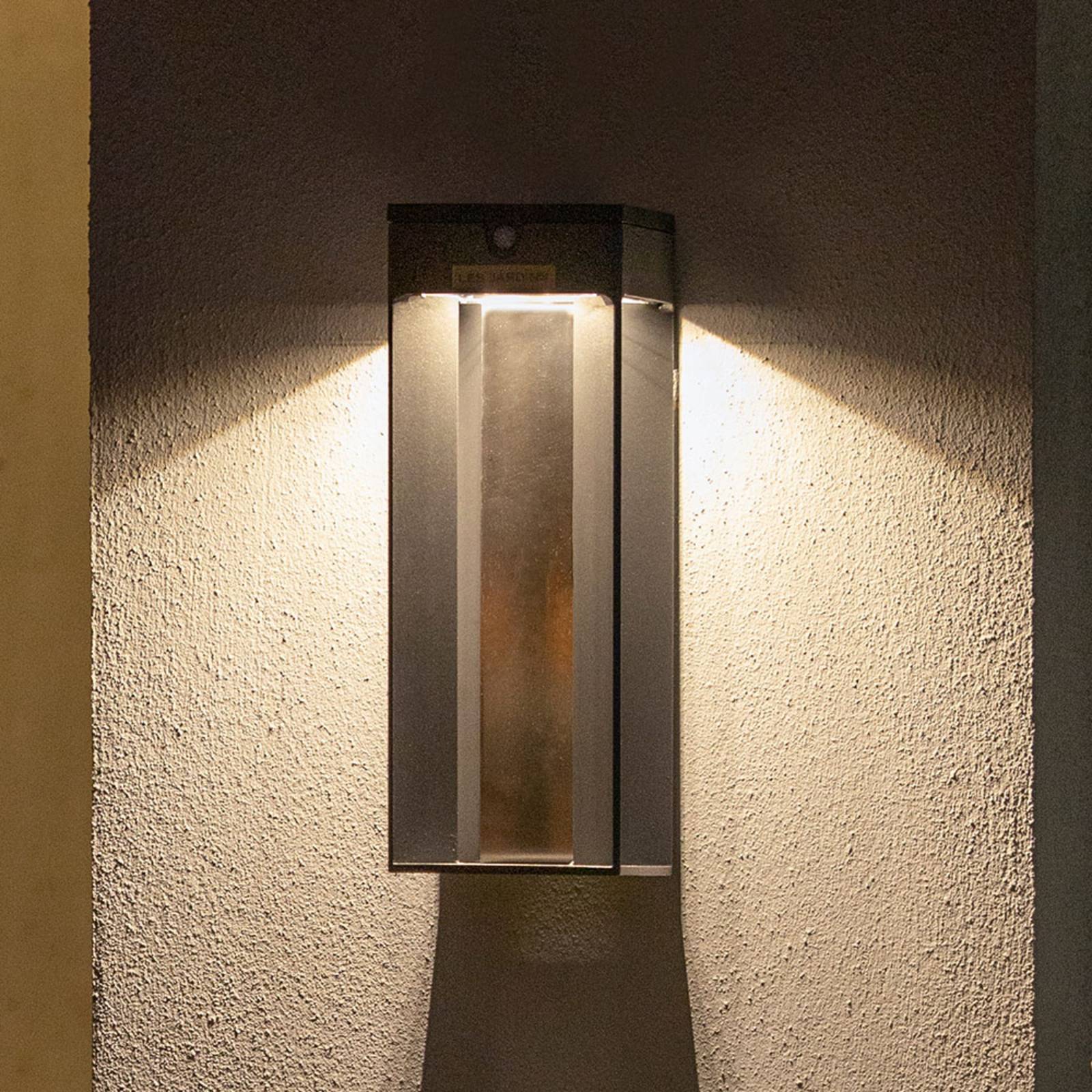 Les Jardins LED-solcellsvägglampa Blade med sensor grå