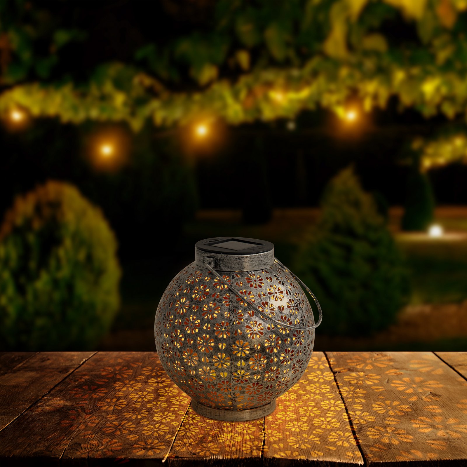 LED napelemes világítás 52854, ezüst, fém, 20 cm, IP44, 2 db-os szett