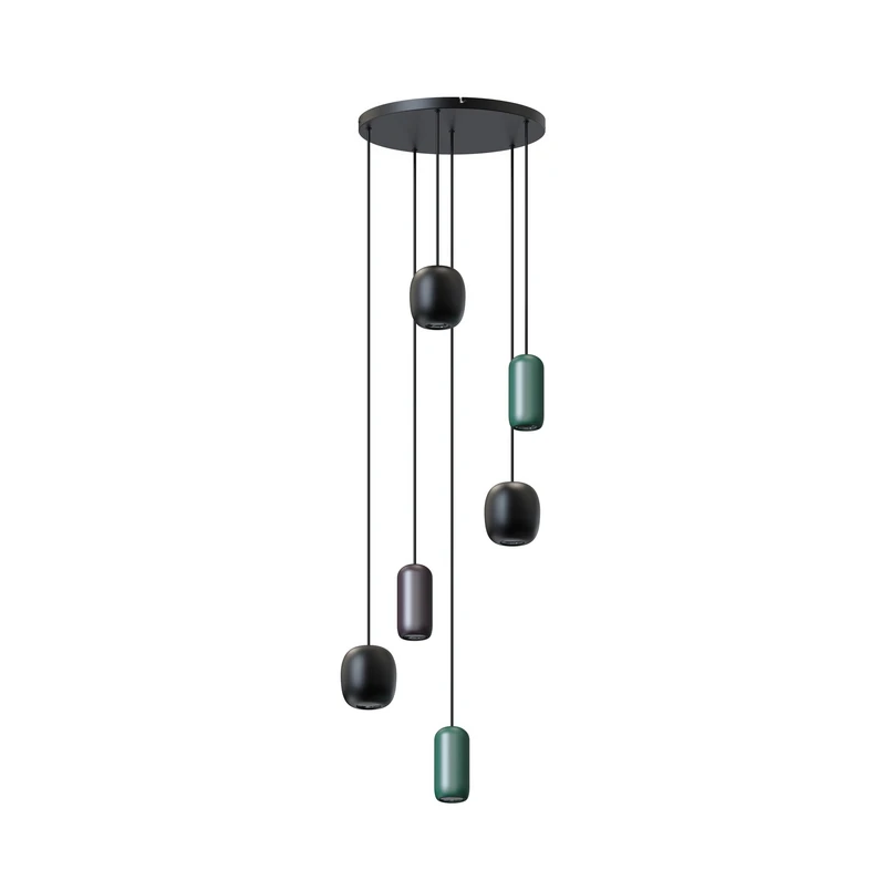 Lucande - Narion 6 Cluster Pendant Black