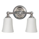 Huguenot Lake væglampe, krom, bredde 33 cm, 2 lyskilder, IP44 – FEISS